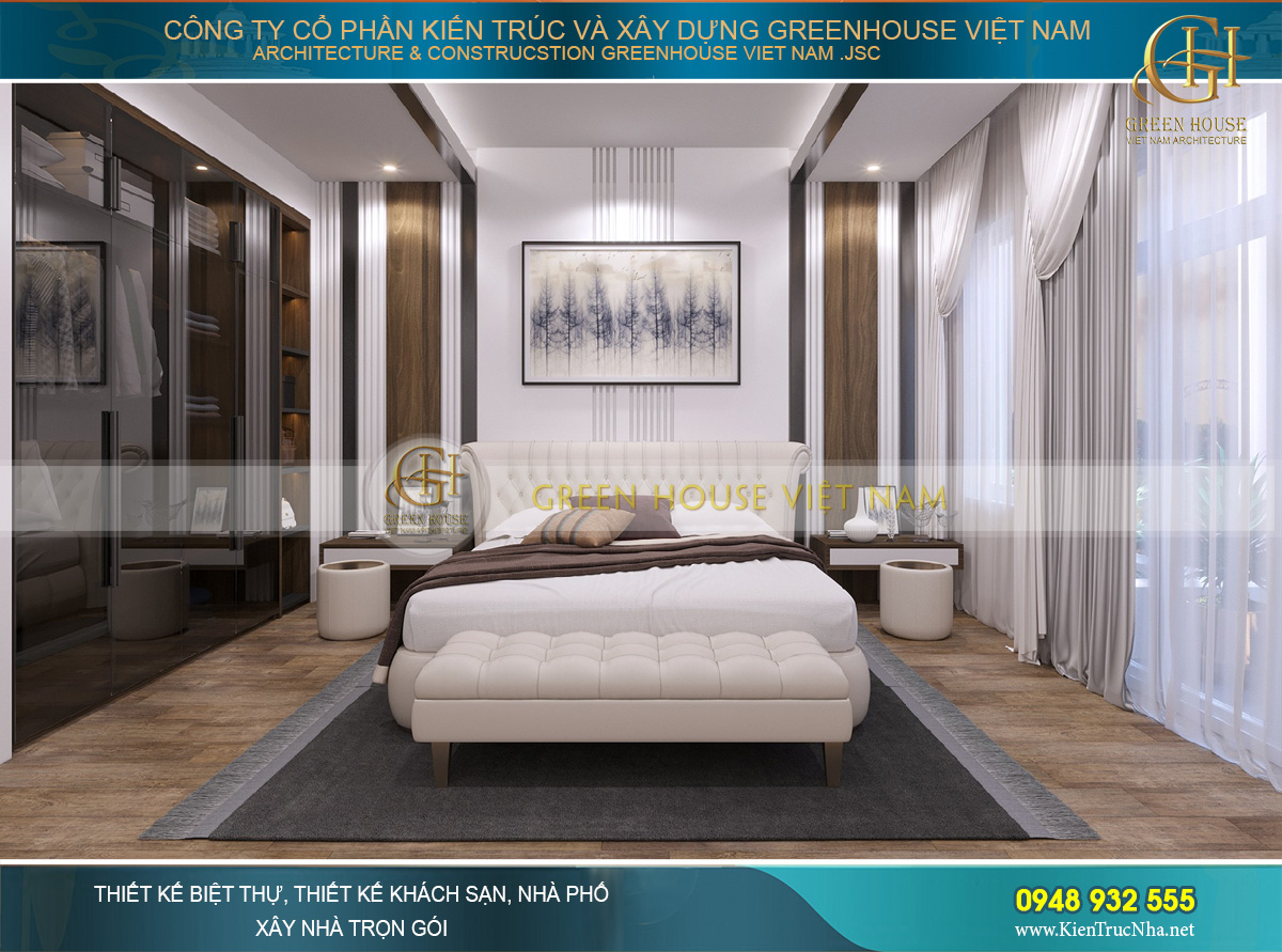 Thiết kế nội thất phòng ngủ hiện đại, sang trọng và tinh tế của vợ chồng gia chủ