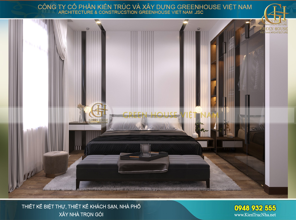 Phòng ngủ số 2 trên tầng 3 mang một phong cách huyền bí, sang trọng đầy khác biệt