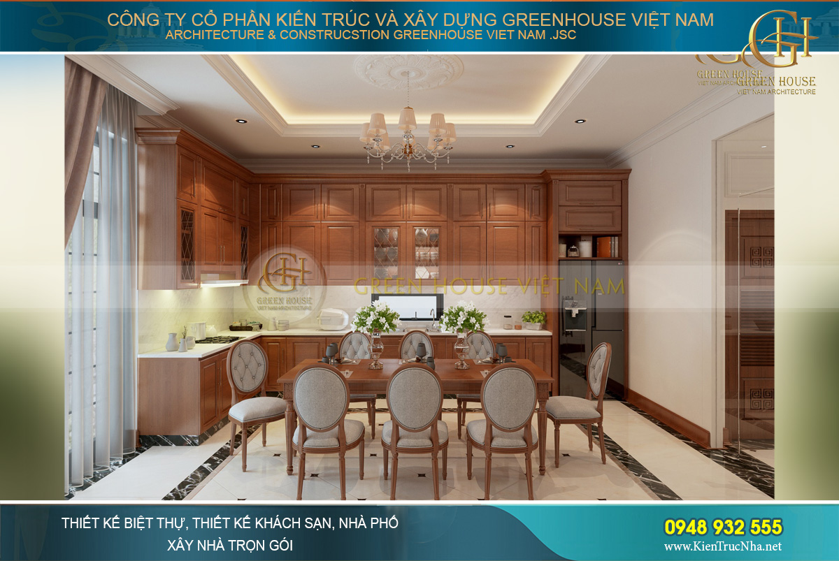 Bộ bàn ăn 8 ghế với thiết kế đơn giản, không tay vịn để loại bớt sự cầu kỳ, chiếm không gian