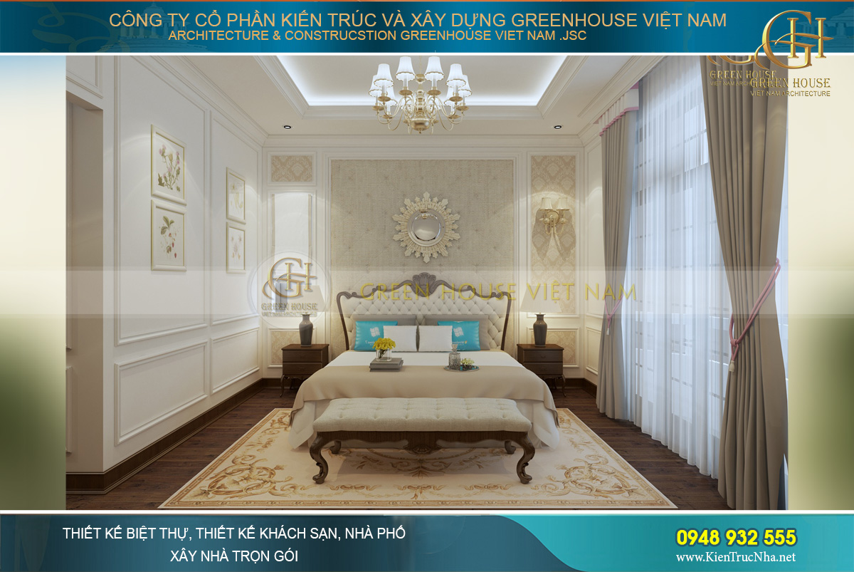Thiết kế phòng ngủ tân cổ điển với vẻ đẹp trung hòa, nền nã