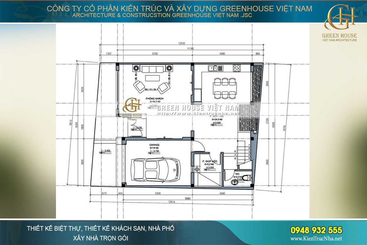 Diện tích mặt bằng rộng rãi tại tầng 1 được thiết kế hoàn chỉnh, cân đối mọi công năng sinh hoạt chung của gia đình