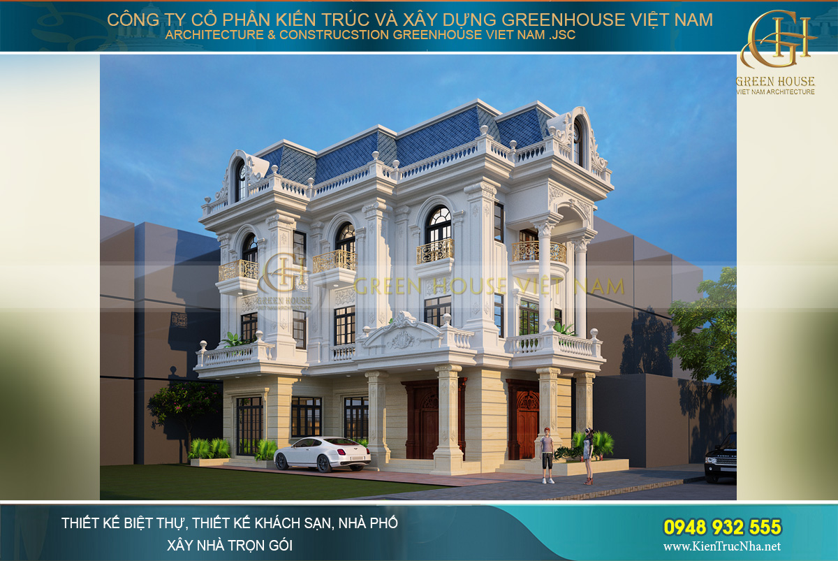 Biệt thự được thiết kế theo lối thiết kế 2 mặt tiền
