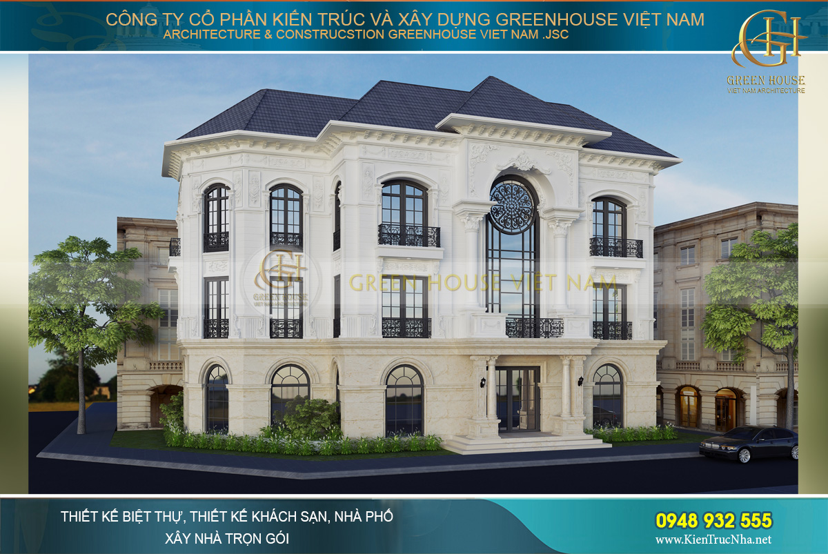 Toàn cảnh không gian biệt thự Tân cổ điển ấn tượng.
