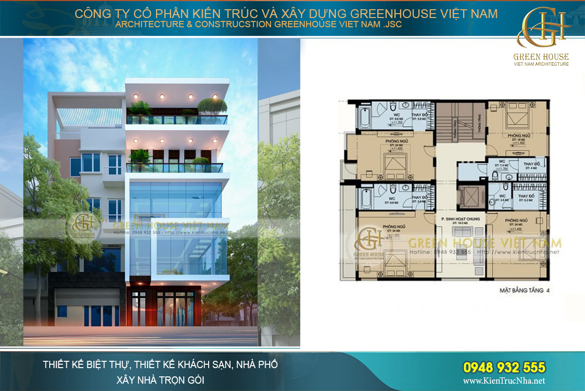 thiết kế nhà phố kết hợp kinh doanh 5 tầng