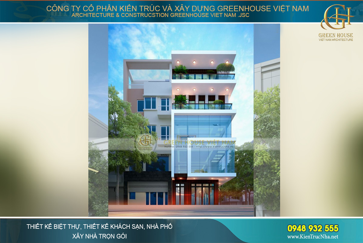 thiết kế nhà phố kết hợp kinh doanh 5 tầng