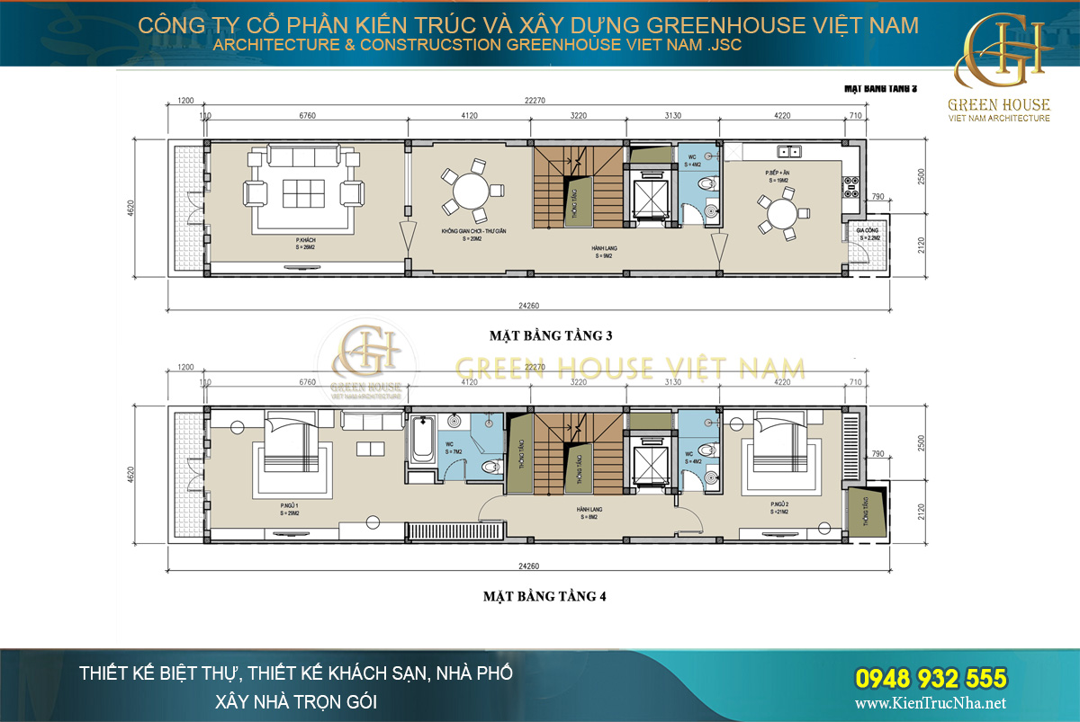 thiết kế nhà ở kết hợp kinh doanh hiện đại 6 tầng
