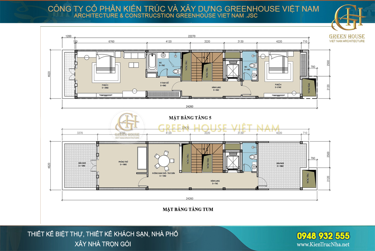 thiết kế nhà ở kết hợp kinh doanh hiện đại 6 tầng