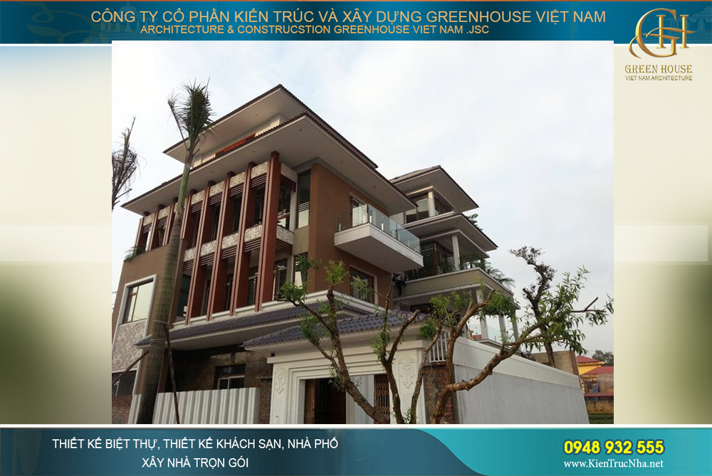 Hình ảnh thực tế đang trong quá trình thi công, hoàn thiện ngôi biệt thự hiện đại 4 tầng