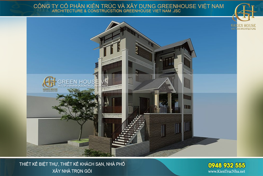 KTS Green House Việt Nam lựa chọn những tông màu trầm lạnh, mang đến vẻ đẹp đẳng cấp cho biệt thự tân cổ điển