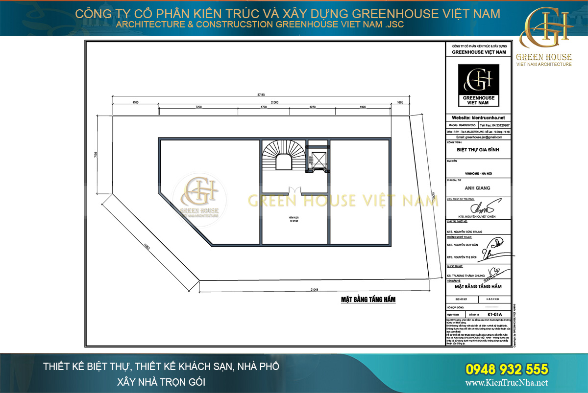 Tầng hầm – Thiết kế tâm đắc của gia chủ. 