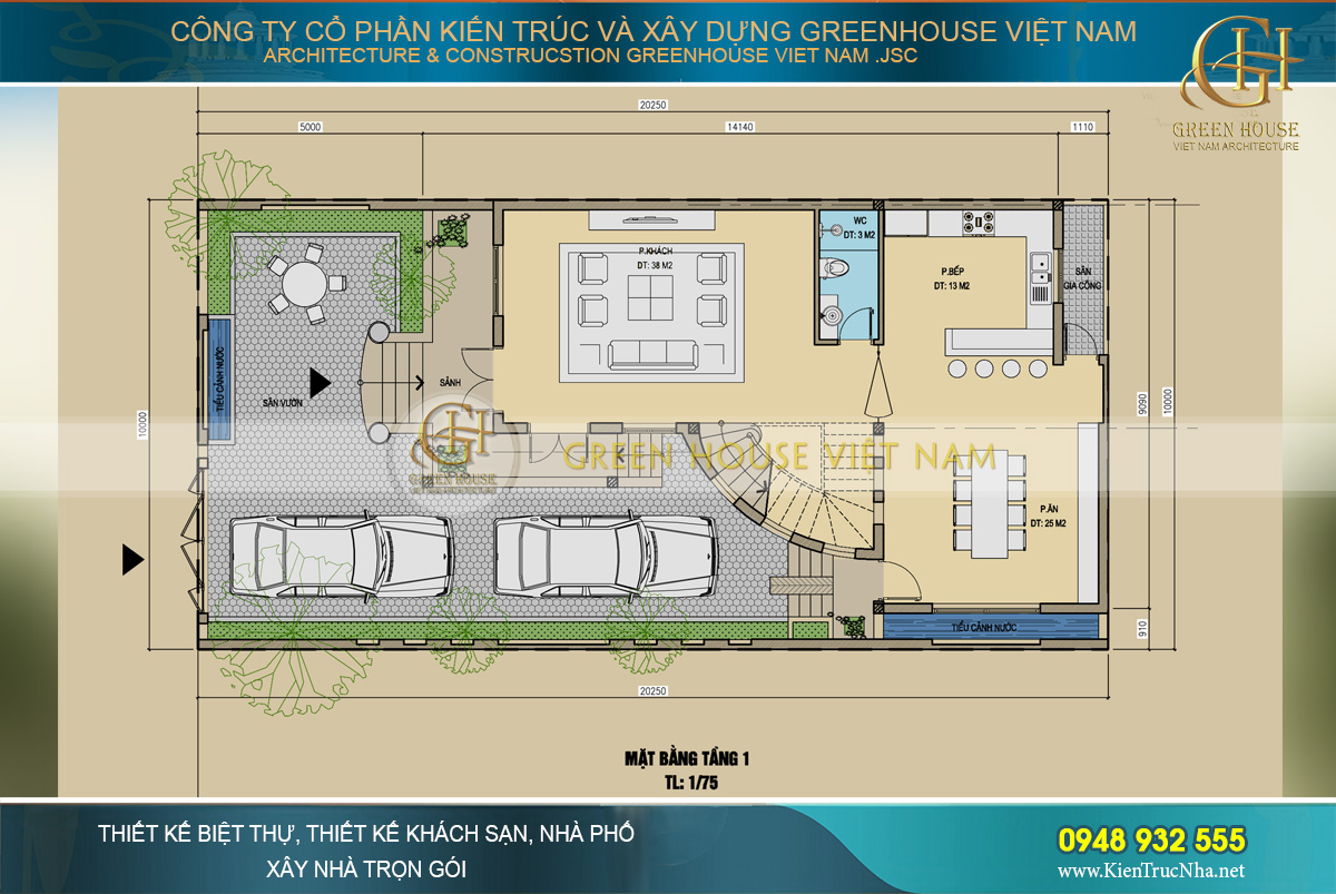 thiết kế biệt thự tân cổ điển 4 tầng tại Nam Định