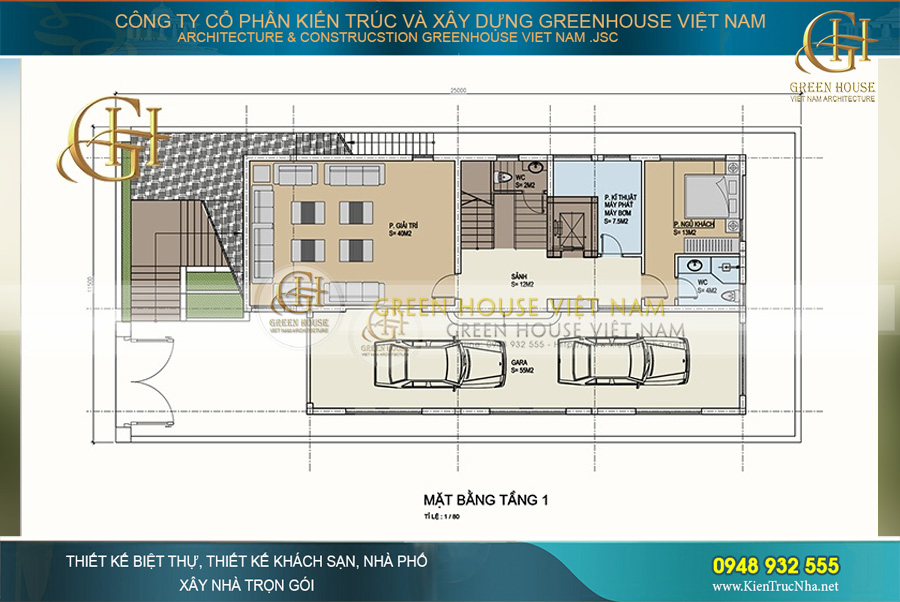 bố trí công năng thự tân cổ điển 3 tầng lầu đẹp