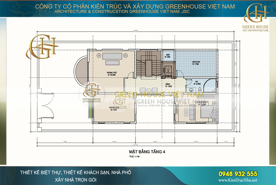 bố trí công năng biệt thự tân cổ điển 3 tầng