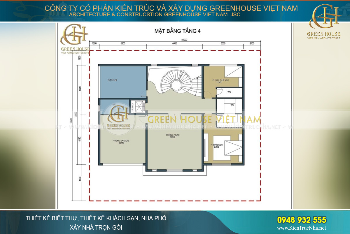 bố trí công năng sử dụng của biệt thự tân cổ điển 4 tầng