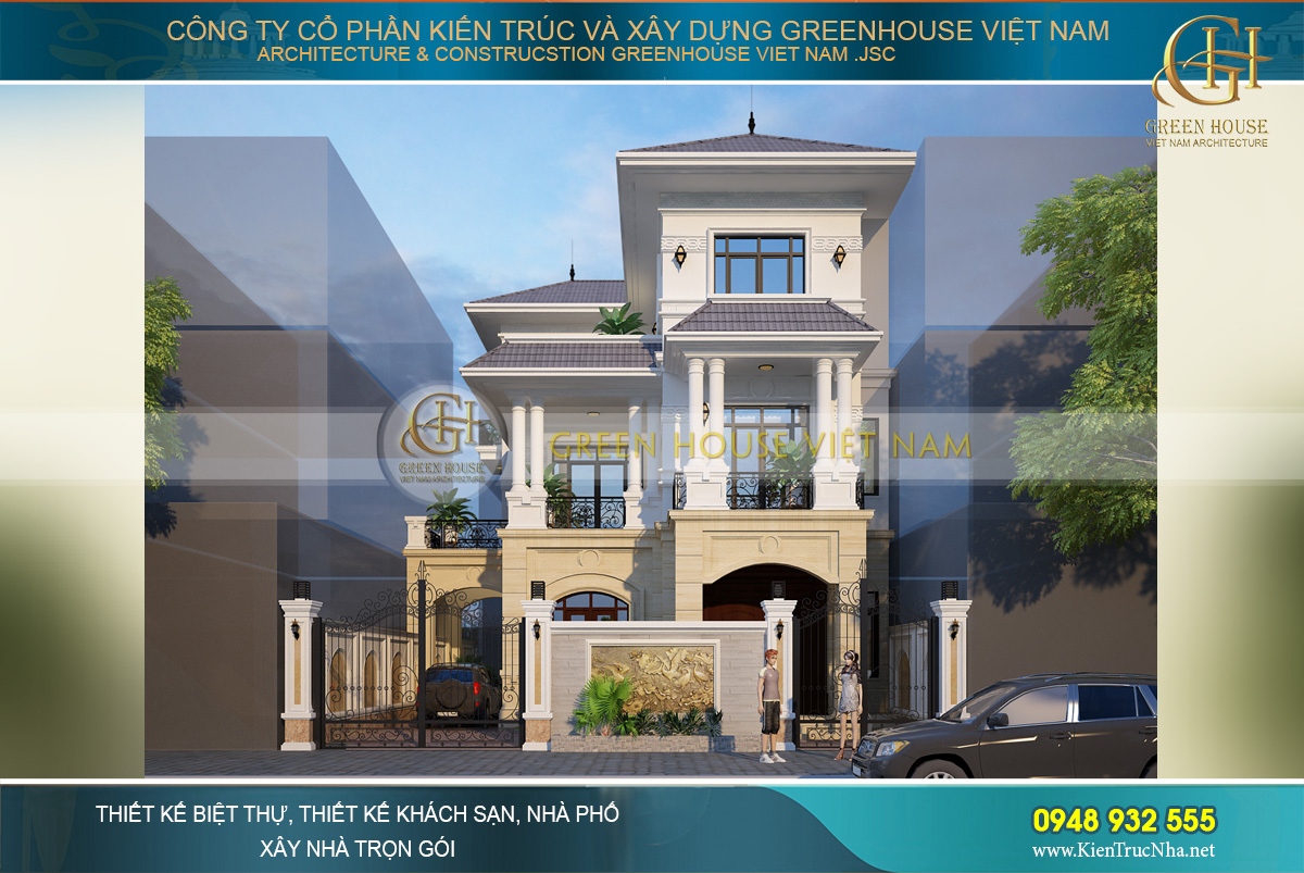 thiết kế biệt thự tân cổ điển 3 tầng tại bắc giang