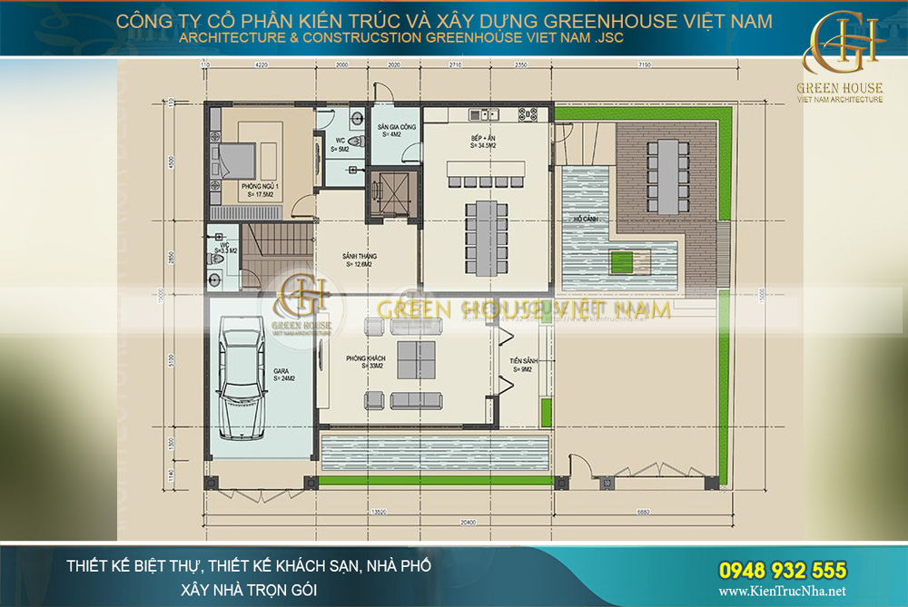 thiết kế biệt thự 4 tầng hiện đại đẹp