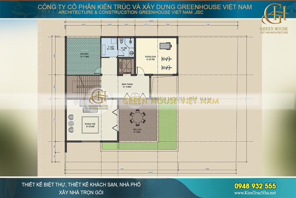 thiết kế biệt thự 4 tầng hiện đại đẹp