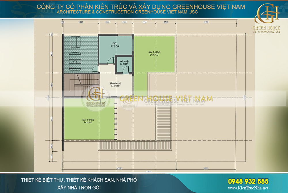 thiết kế biệt thự 4 tầng hiện đại đẹp