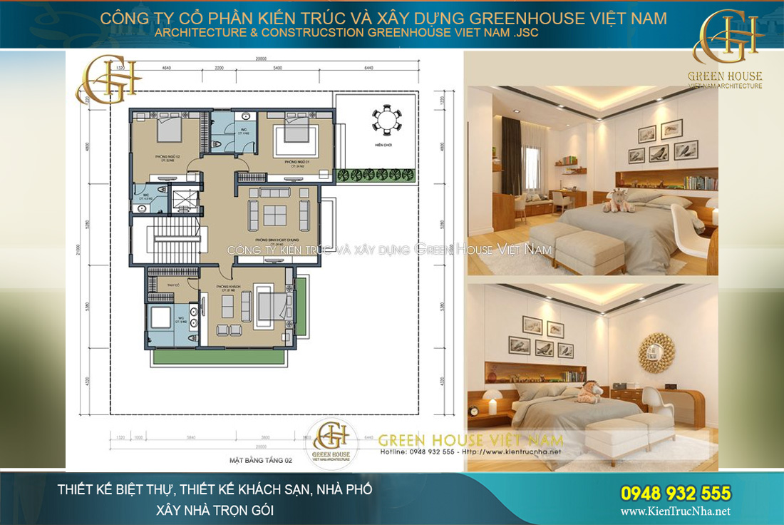 thiết kế nội thất biệt thự hiện đại 3 tầng