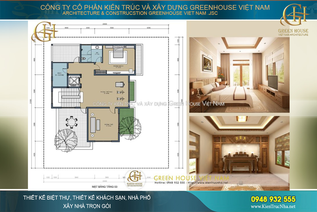 thiết kế nội thất biệt thự hiện đại 3 tầng