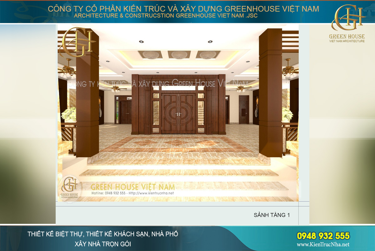 thiết kế biệt thự hiện đại 2 tầng phong cách Á Đông