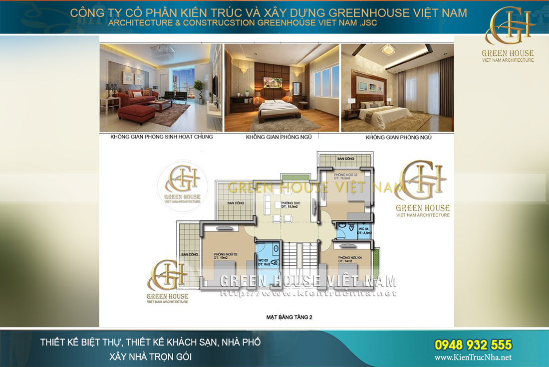 biệt thự 3 tầng hiện đại mái ngói