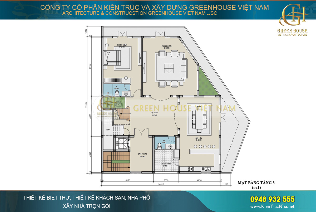 thiết kế biệt thự hiện đại 4 tầng hà nội