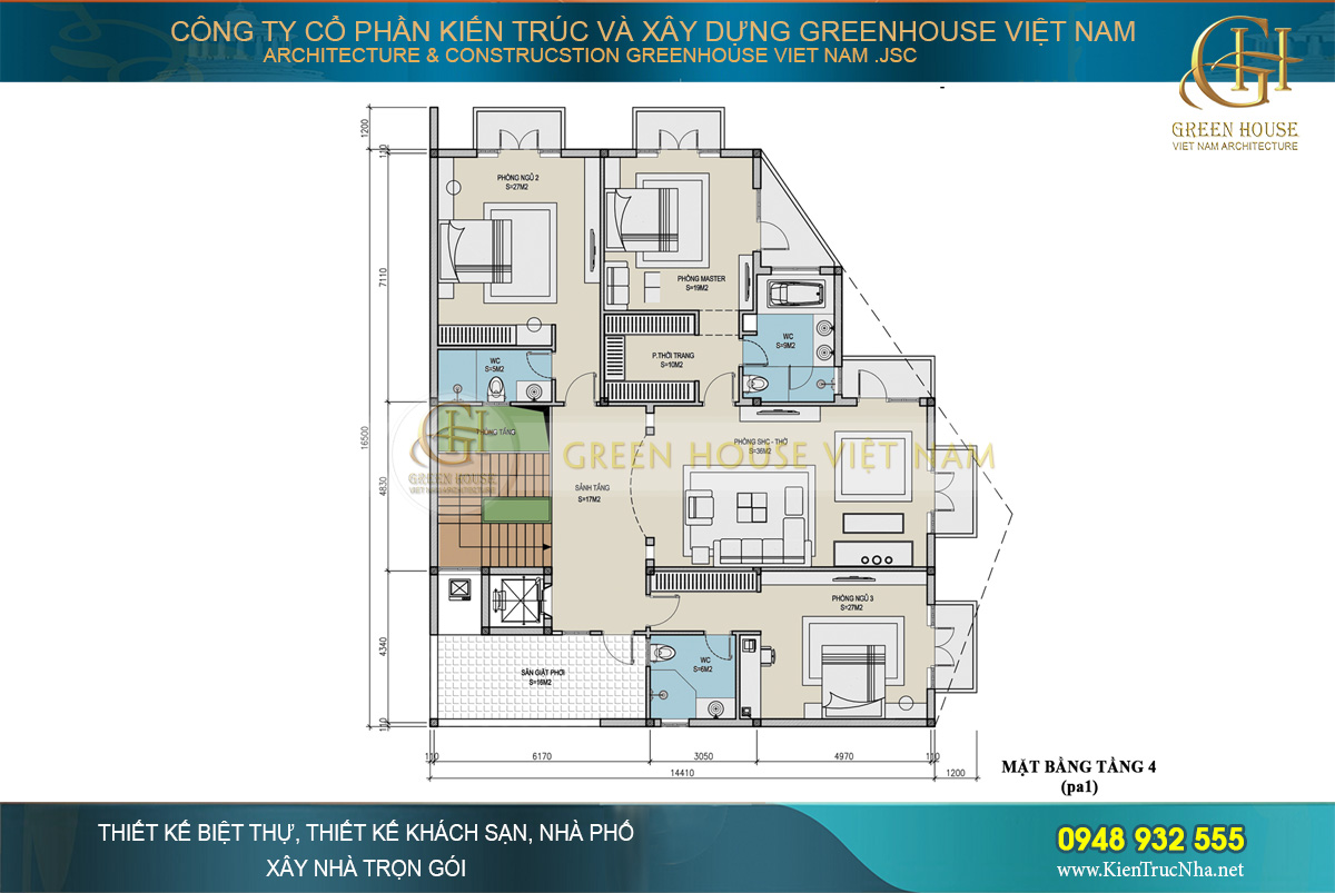 thiết kế biệt thự hiện đại 4 tầng hà nội