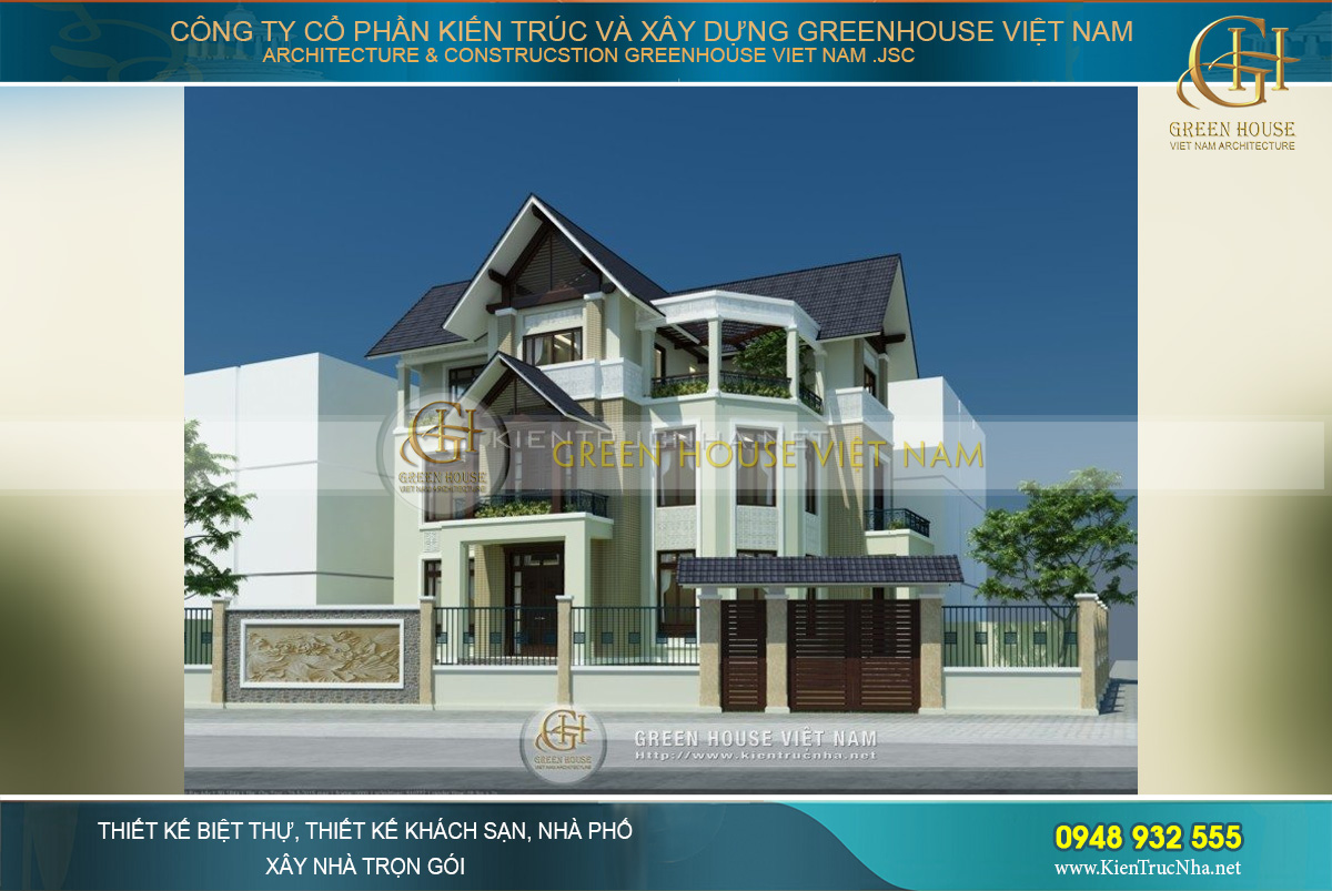 thiết kế biệt thự 3 tầng hiện đại