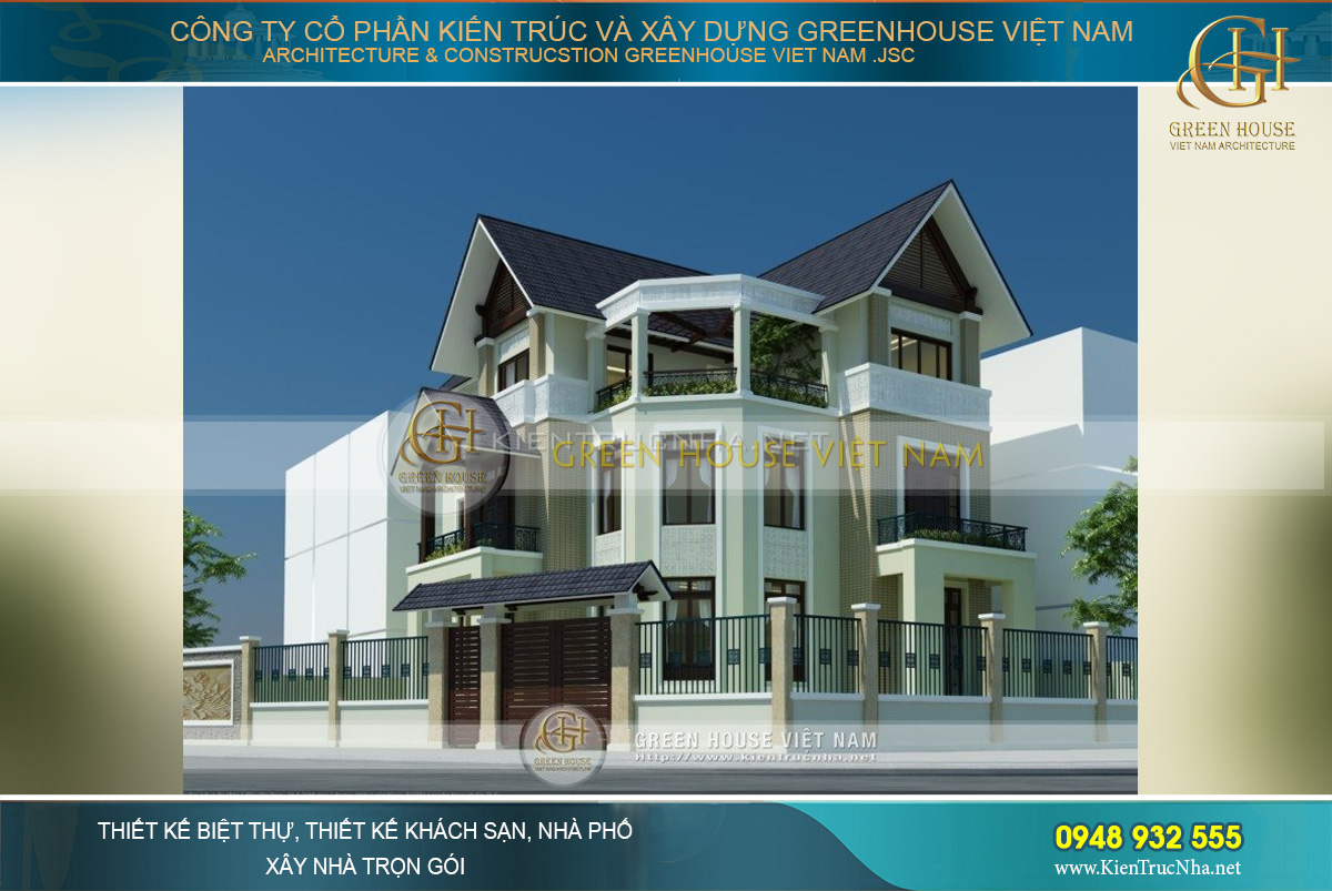 thiết kế biệt thự 3 tầng hiện đại