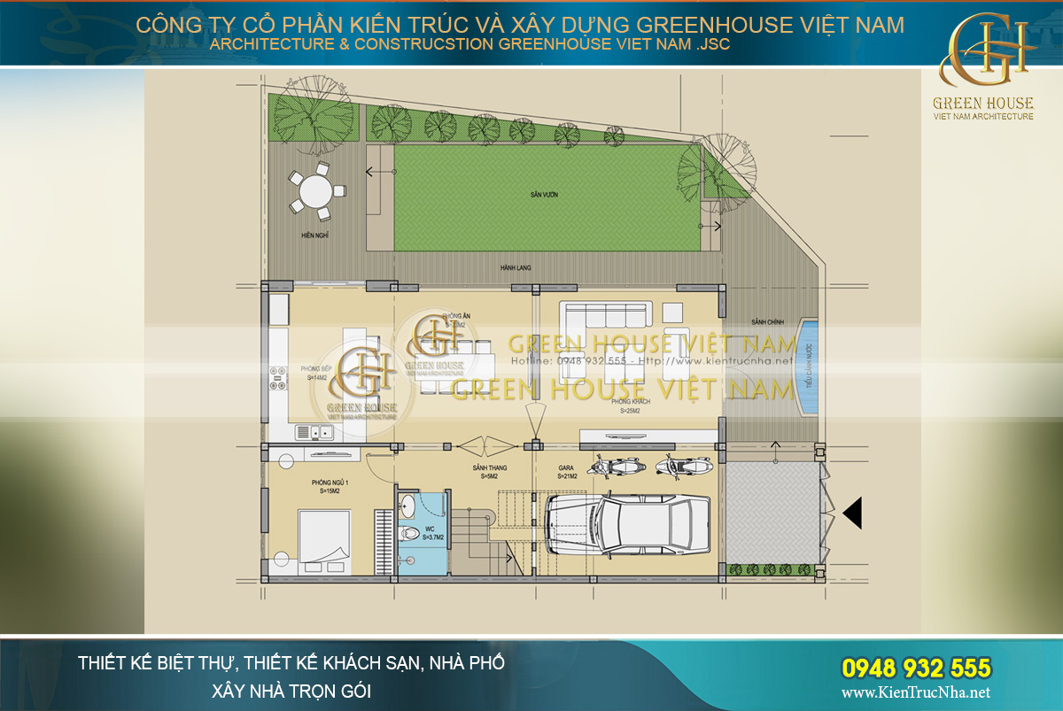 thiết kế biệt thự 3 tầng hiện đại