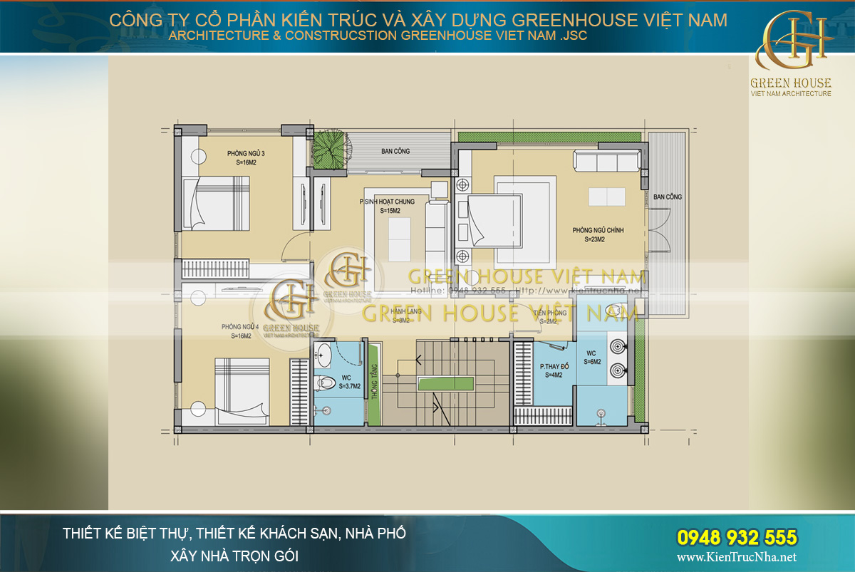 thiết kế biệt thự 3 tầng hiện đại