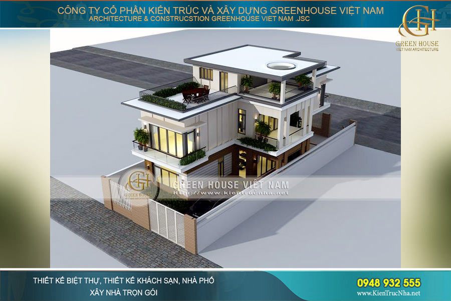 thiết kế biệt thự hiện đại 3 tầng Hà Nội