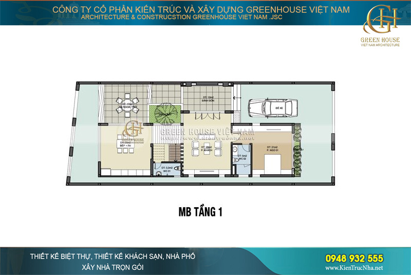 thiết kế biệt thự hiện đại 3 tầng Hà Nội