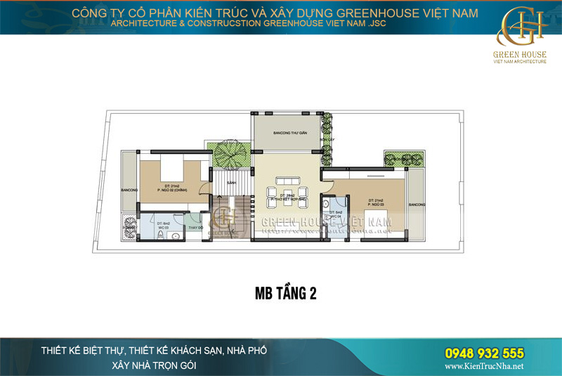 thiết kế biệt thự hiện đại 3 tầng Hà Nội