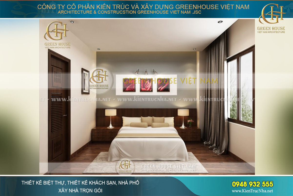 Nếu phòng ngủ có diện tích nhỏ thì nên tạo sự đối lập giữa hai màu sáng và tối để tạo cảm giác rộng rãi về mặt diện tích cho căn phòng