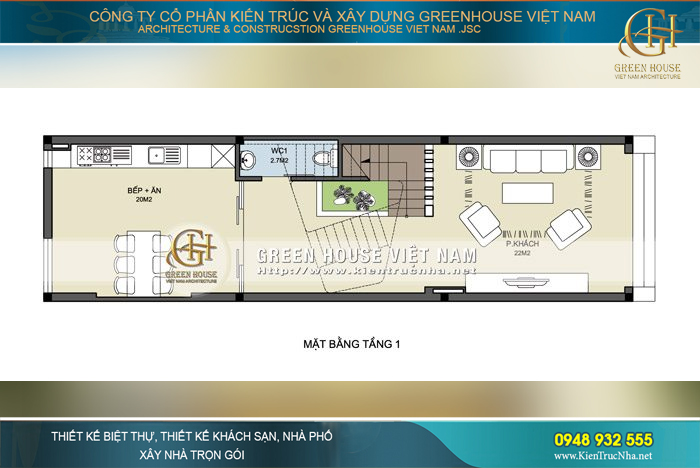 Thiết kế từng không gian sinh hoạt được phân chia diện tích rất cân đối