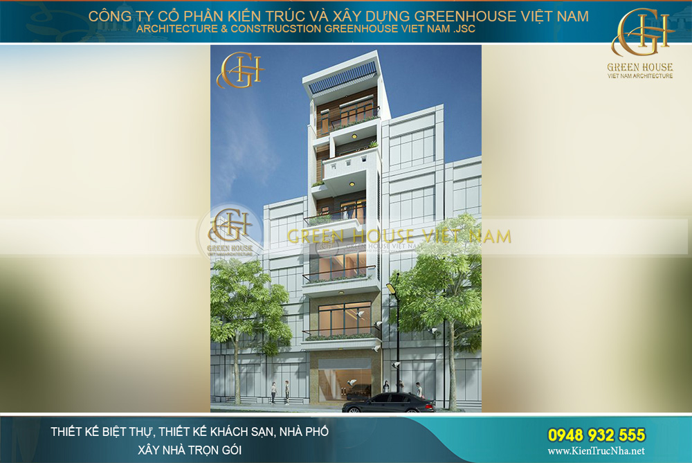Các tầng của tòa công trình nhà phố 6 tầng được thiết kế với các kiến trúc đa dạng, khác biệt