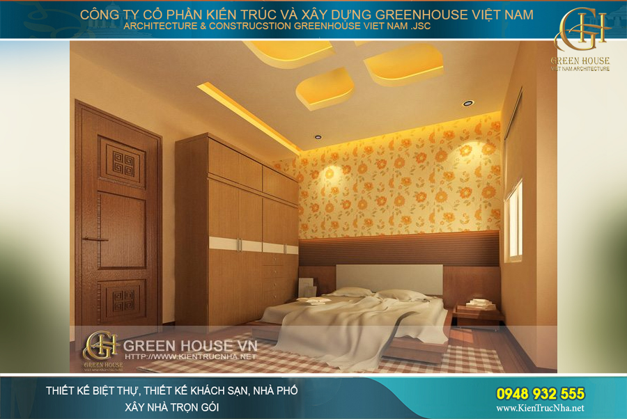 Không gian phòng ngủ đơn giản nhưng thời thượng trong từng chi tiết nội thất của ngôi nhà 2 tầng