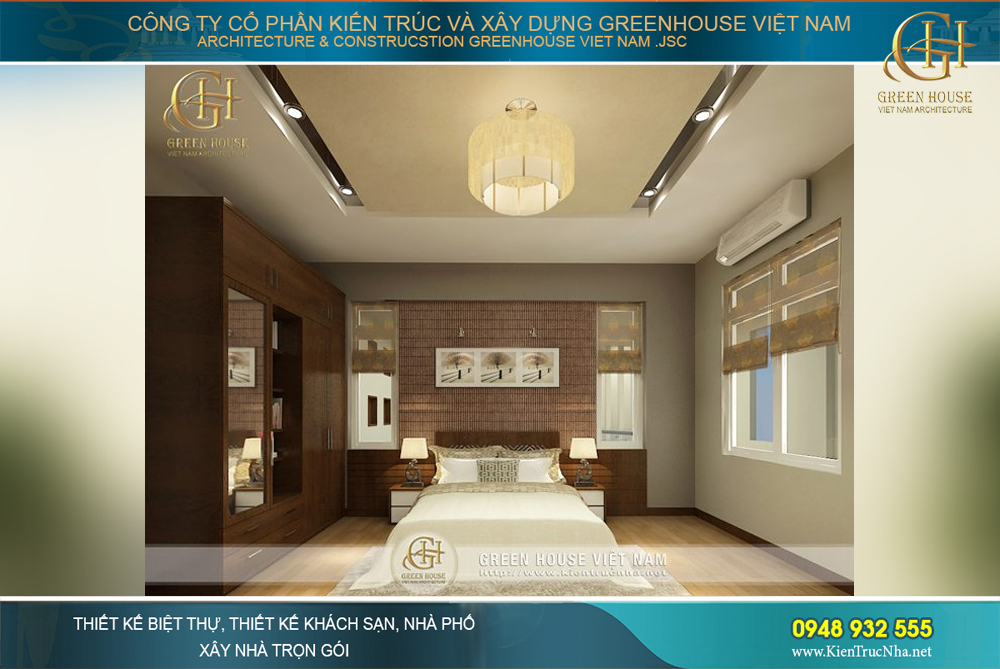 Phòng ngủ phụ với thiết kế ấm cúng bởi tông màu nâu trầm ấm