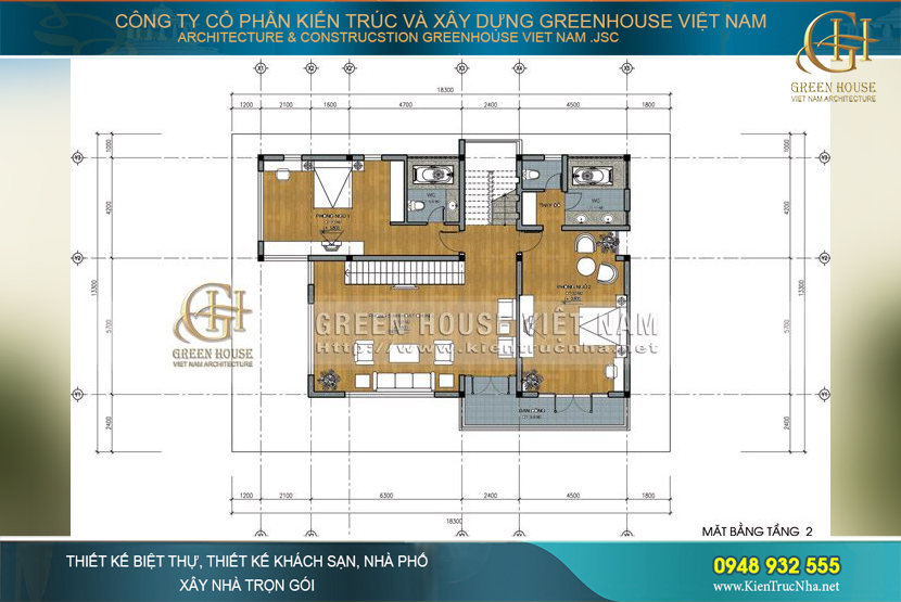 Thiết kế ban công tại tầng 2 đem đến không gian sự thông thoáng, điều hòa không khí và lưu thông ánh sáng tự nhiên