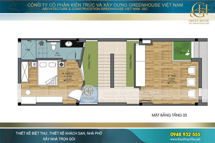 Tầng 3 là không gian phòng thờ và một phòng ngủ