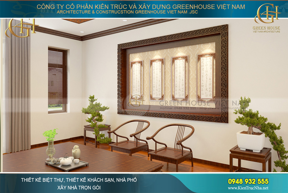 Nội thất phòng thờ được tuyển chọn thiết kế nhã nhặn, phù hợp văn hóa dân tộc