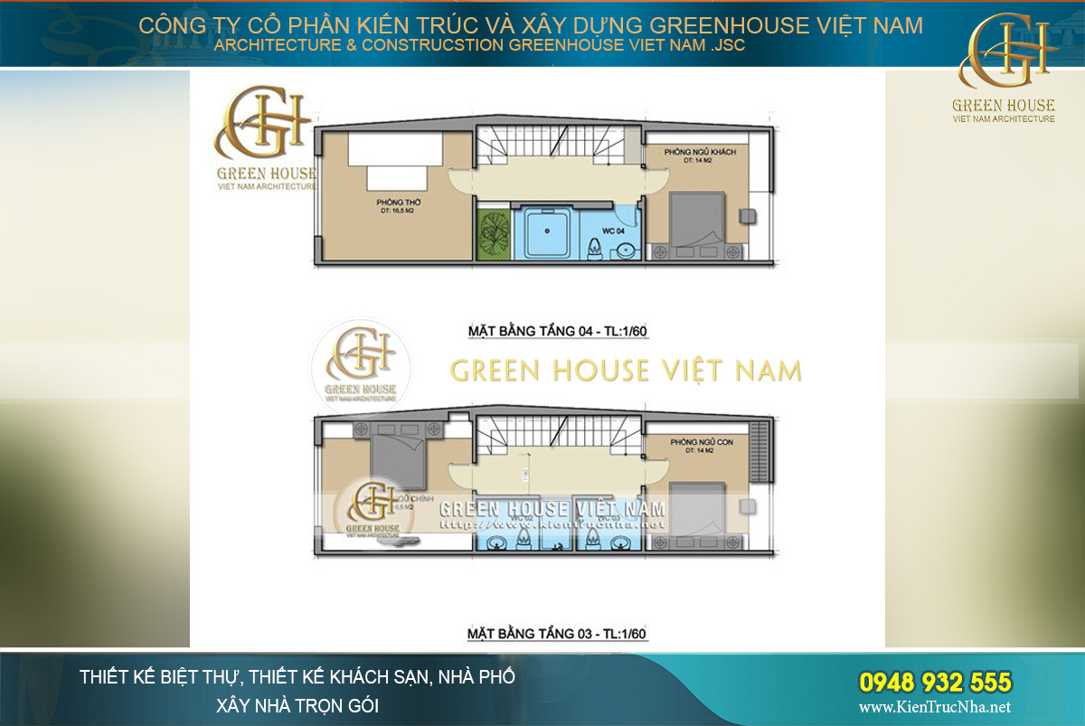 Tầng 3 và tầng 4 là phòng ngủ riêng cho từng thành viên gia đình