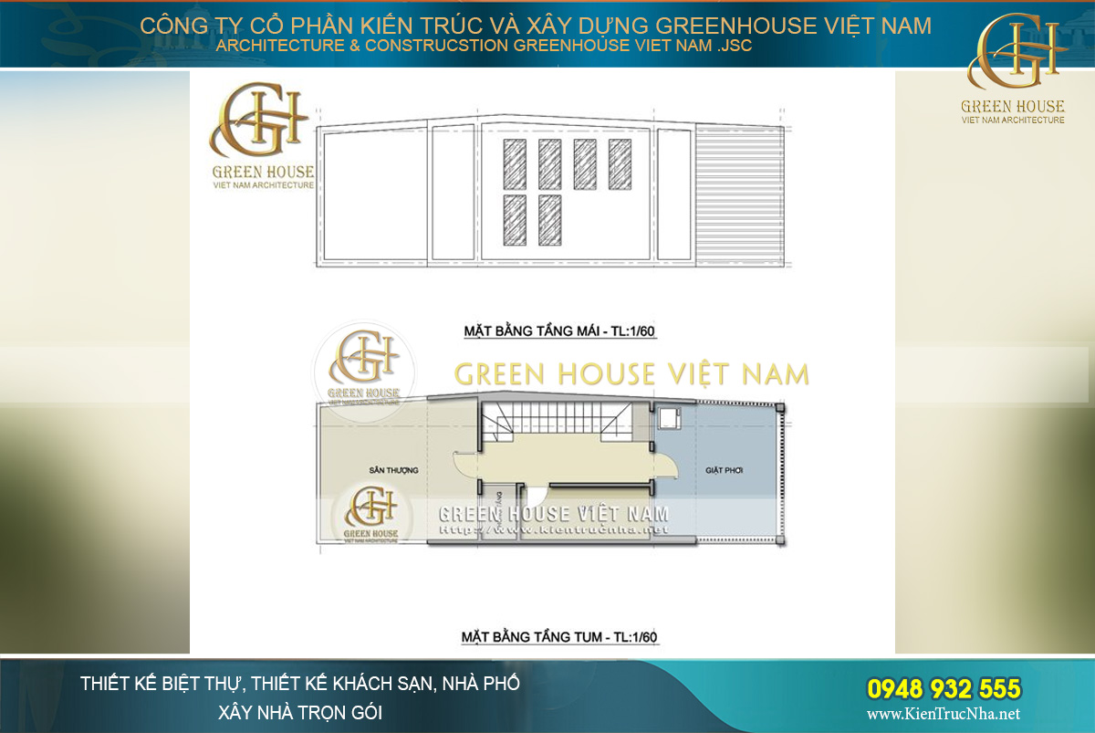 Tầng tum là không gian sân thượng tạo một khoảng không gian chơi thoáng đãng, không gian giặt phơi đồ cho gia đình