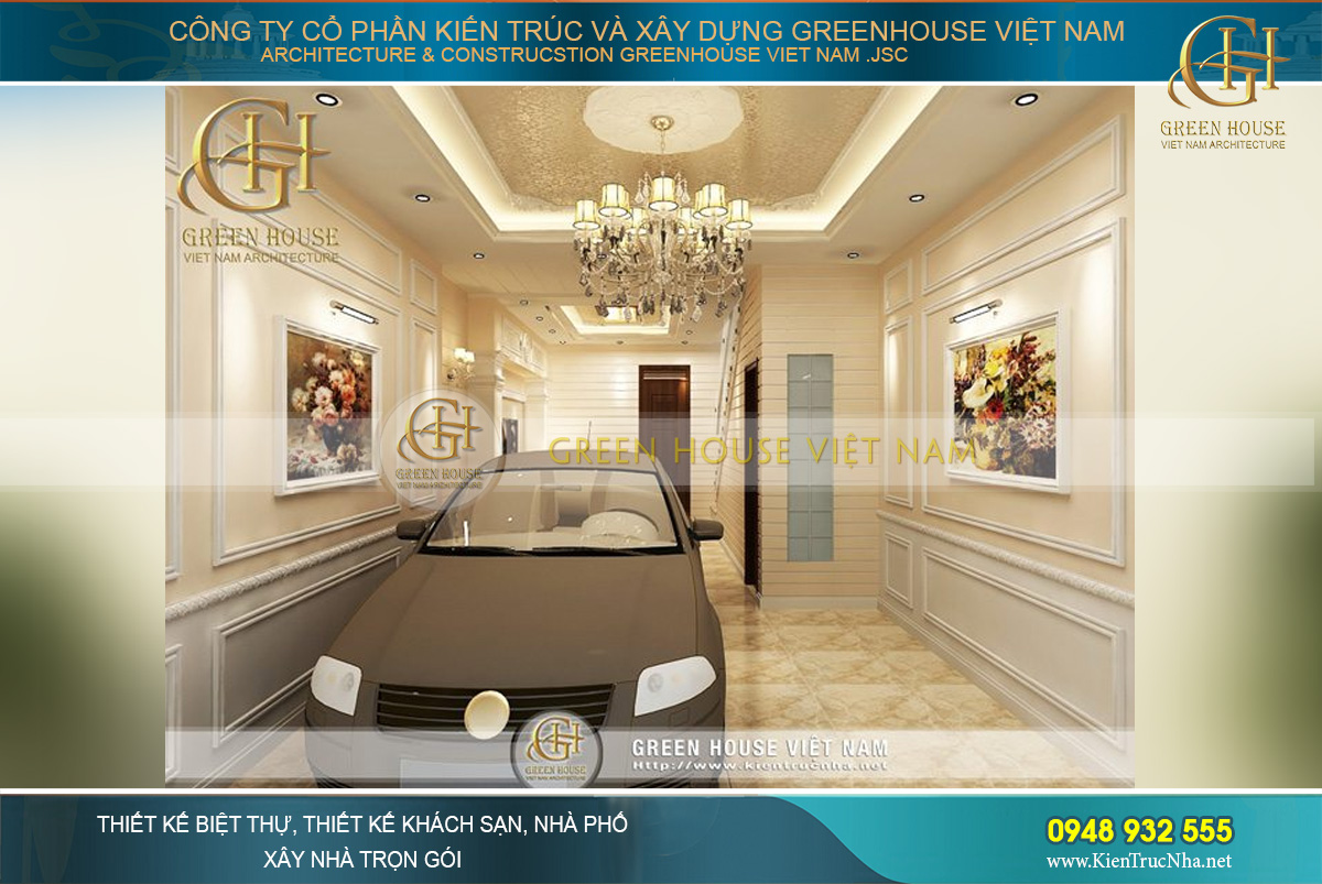 Gara để xe trong không gian tầng 1 ngôi nhà