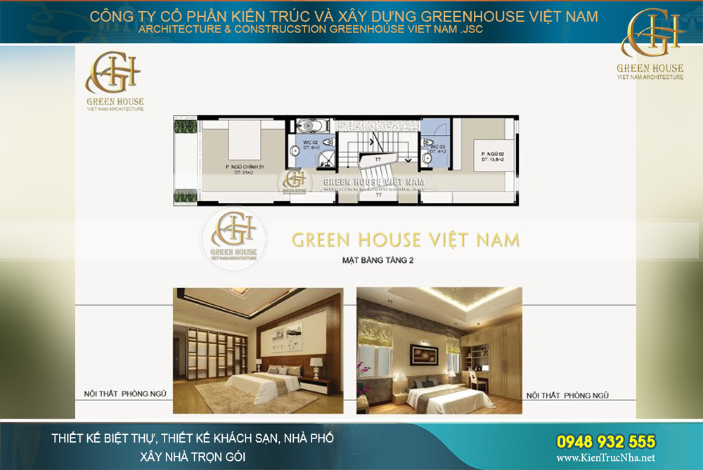 Không gian phòng ngủ sang trọng tại tầng 2 của gia đình anh Tú