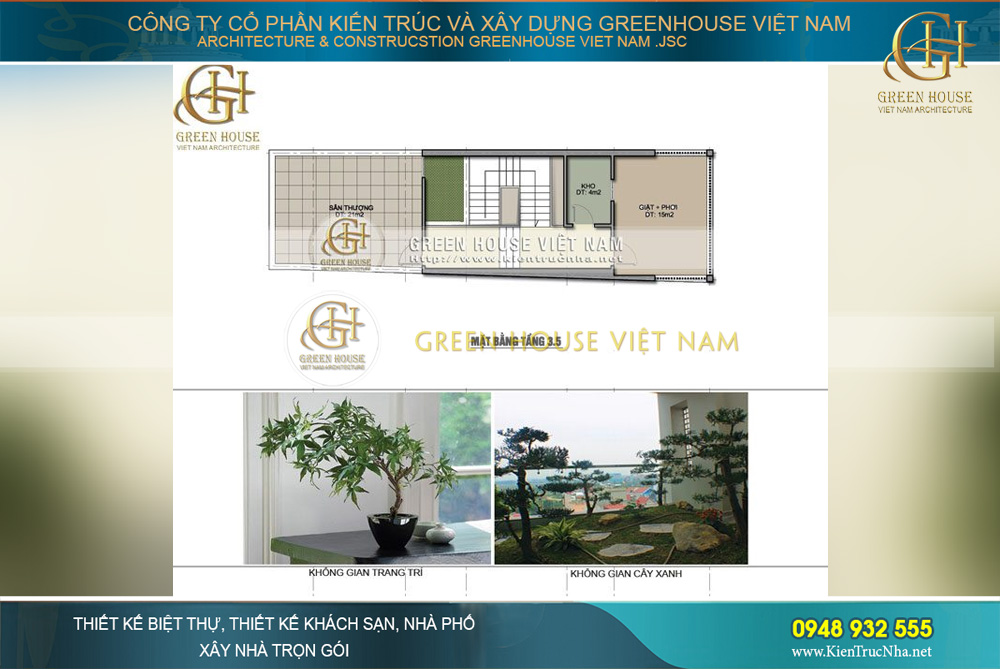 Sử dụng cây cảnh làm không gian trang trí mang đậm chất thư giãn tại tầng thượng của nhà phố 4 tầng