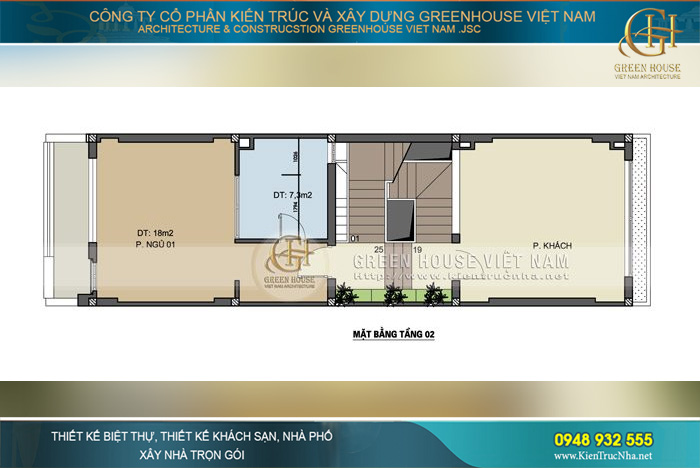 Thiết kế phòng khách với phòng ngủ được phân chia diện tích hợp lý trong sinh hoạt