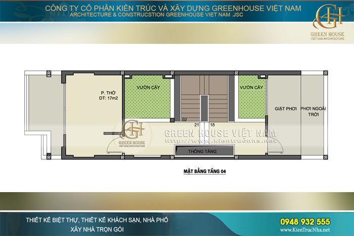 Thiết kế thông tầng thông thoáng, không gian cây xanh đẹp mắt